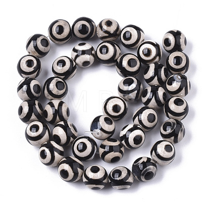 Tibetan Style 3-Eye dZi Beads Strands TDZI-R001-01-1