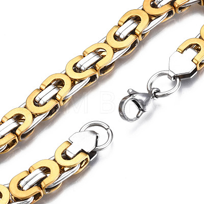 201 Stainless Steel Byzantine Chain Bracelet for Men Women BJEW-S057-88A-1