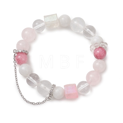 Natural Mixed Gemstone Beaded Stretch Bracelets for Women BJEW-TA00739-02-1