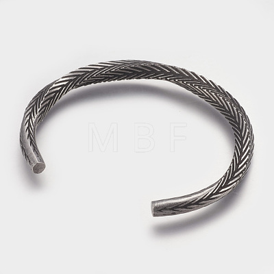 304 Stainless Steel Cuff Bangles BJEW-P192-09AS-1