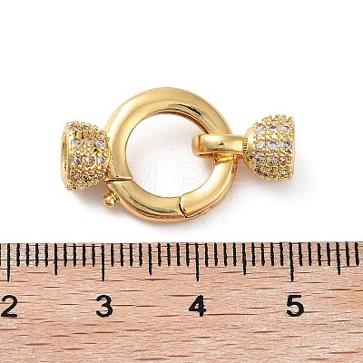 Rack Plating Brass Micro Pave Cubic Zirconia Fold Over Clasps ZIRC-P117-02A-G-1