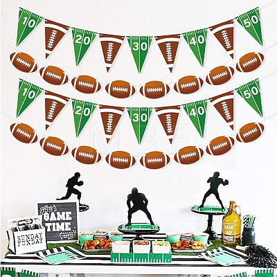 2Pcs Paper Rugby Triangle Flag Banners AJEW-SP0004-76-1