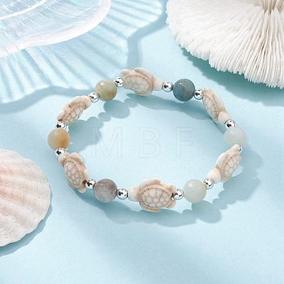 Natural & Synthetic Mixed Gemstone Beaded Stretch Bracelet BJEW-JB09516-01-1