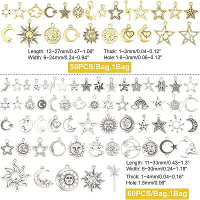 2 Bags 2 Colors Tibetan Style Pendants FIND-FH0003-66-1