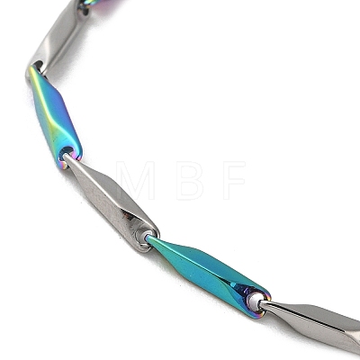 201 Stainless Steel Bar Link Chain Necklaces for Men Women NJEW-G112-07B-MCP-1