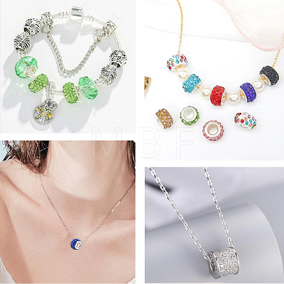 Handmade Polymer Clay Rhinestone European Large Hole Beads with Silver Color Plated Brass Cores FPDL-PA0001-02C-1