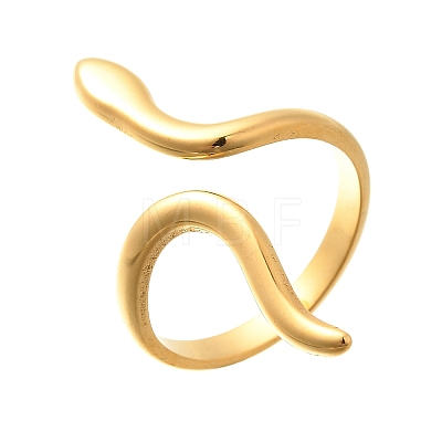 Snake 304 Stainless Steel Open Cuff Rings for Women RJEW-M046-02G-1