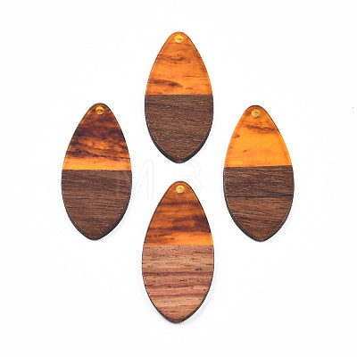 Transparent Resin & Walnut Wood Pendants RESI-N025-032-C02-1