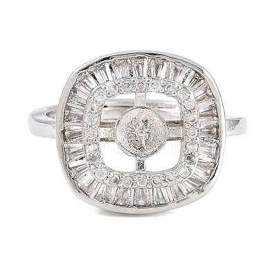 Brass Micro Pave Cubic Zirconia Adjustable Ring Components KK-CBAC351-03P-1