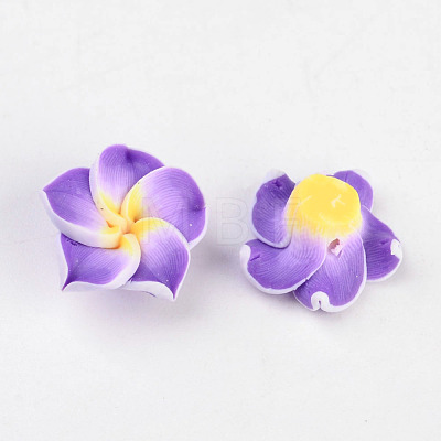 Handmade Polymer Clay 3D Flower Plumeria Beads X-CLAY-Q192-12mm-M-1