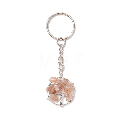 Natural Moonstone and Natural Sunstone Keychains KEYC-JKC00754-02-1