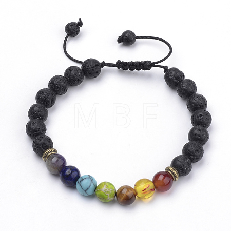 Natural Lava Rock Braided Bead Bracelets BJEW-R304-02-8mm-1