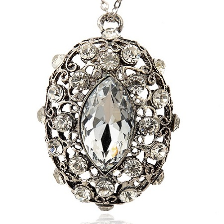 Tibetan Style Alloy Rhinestone Oval Big Pendants RB-J151-01AS-1