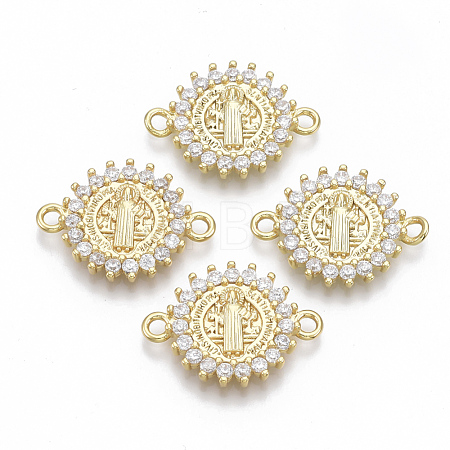 Brass Micro Pave Cubic Zirconia Links Connectors ZIRC-T005-035B-G-1