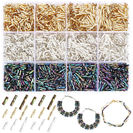 2160Pcs 9 Styles Glass Twisted Bugle Beads SEED-PA0001-28-1