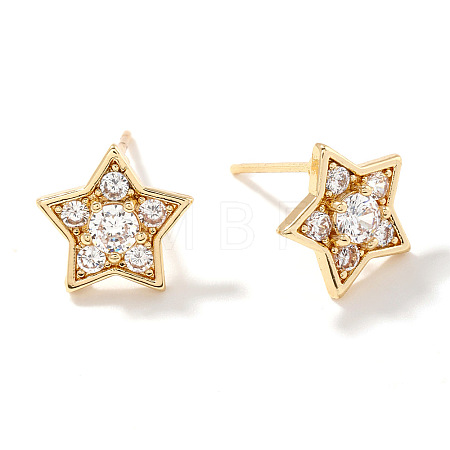 Brass Pave Clear Cubic Zirconia Stud Earrings ZJ0177-1-1