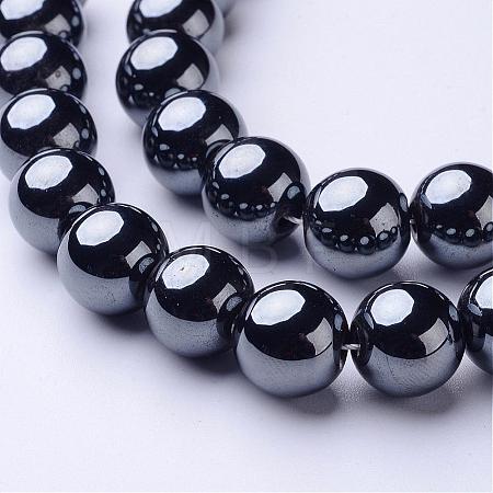 Non-Magnetic Synthetic Hematite Beads Strands X-G-H1624-12mm-1-1