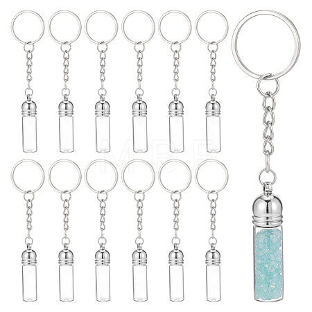 12Pcs Glass Bottle Keychain KEYC-UN00022-1