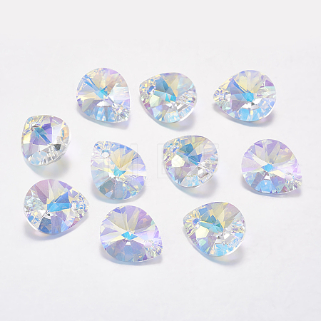 Faceted K9 Glass Rhinestone Charms X-RGLA-F053-C-001AB-1