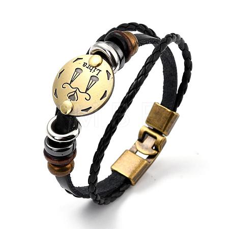 Braided Leather Cord Retro Multi-strand Bracelets BJEW-L616-20I-1