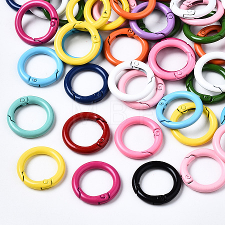 Spray Painted Eco-Friendly Alloy Spring Gate Rings PALLOY-T080-01-NR-1
