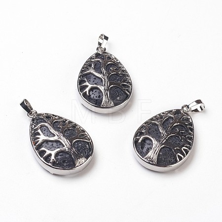 Natural Lava Rock Pendants G-P378-A-1
