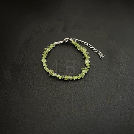 Natural Peridot Chip Beaded Bracelets for Women IW6789-8-1