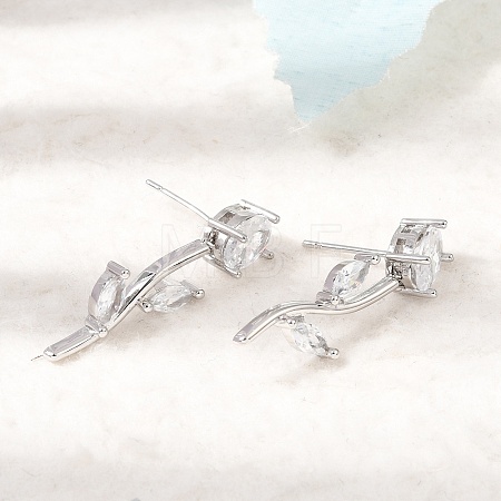 Brass Micro Pave Cubic Zirconia Stud Earrings LS-KK-CBA8324-20P-05-1