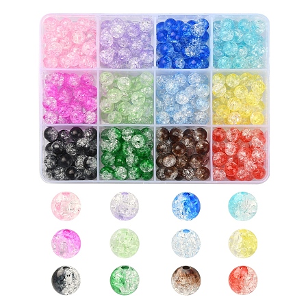 360Pcs 12 Colors Transparent Crackle Acrylic Beads CACR-YW0001-02-1