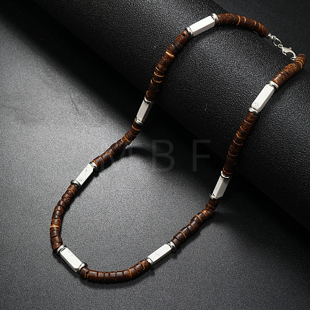 Bohemian Summer Cuboid Natural Howlite & Coconut & Hematite Heishi Beaded Necklaces TY7189-2-1