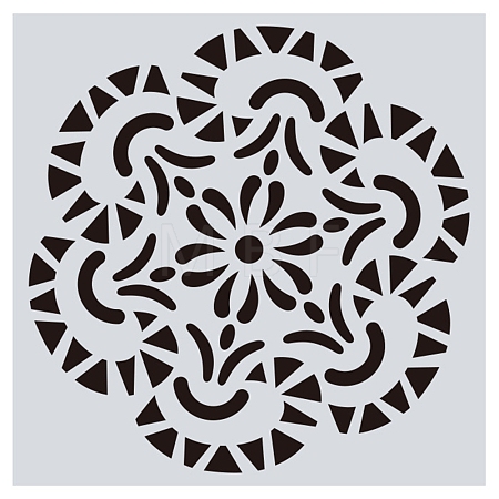 Flower Pattern Eco-Friendly PET Plastic Hollow Painting Silhouette Stencil DRAW-PW0008-02G-1