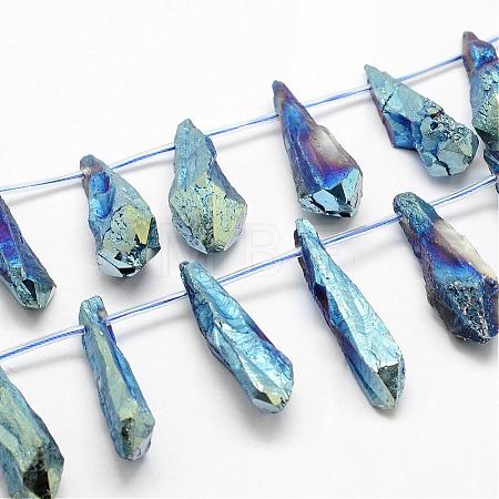 Electroplated Natural Quartz Crystal Beads Strands G-G890-B-05-1
