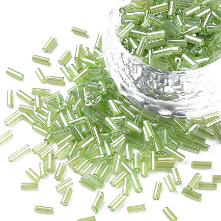 Transparent Colours Luster Glass Bugle Beads SEED-N005-001-A01-1