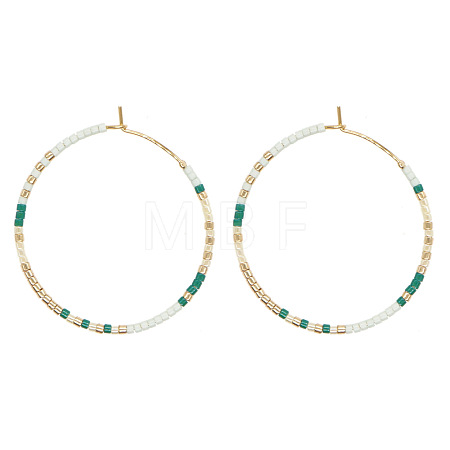 Handmade Glass Seed Beads Hoop Earrings HQ0649-3-1