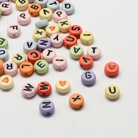 Colorful Acrylic Horizontal Hole Letter Beads X-SACR-Q104-M02-1