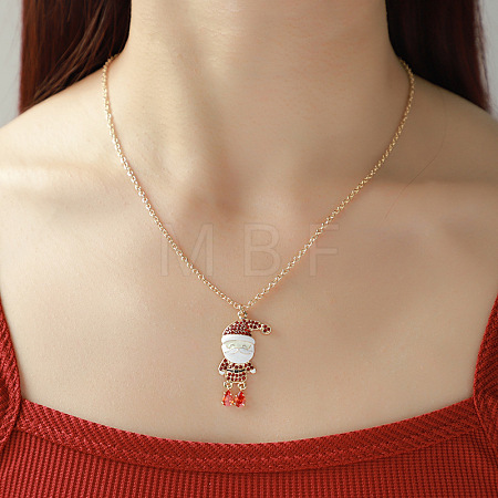 Christmas Alloy Enamel with Rhinestone Red Pendant Necklaces for Women FS-WGC0976-01-1