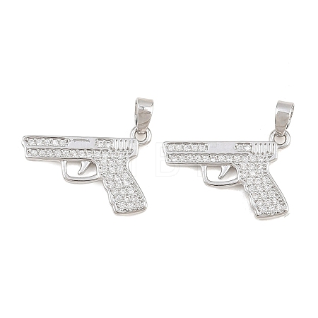 Brass Clear Cubic Zirconia Pendants KK-E800-12P-1