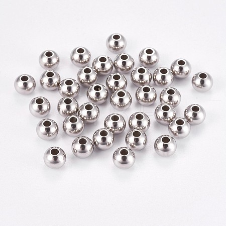 Tarnish Resistant 304 Stainless Steel Smooth Round Beads STAS-M006-01A-1