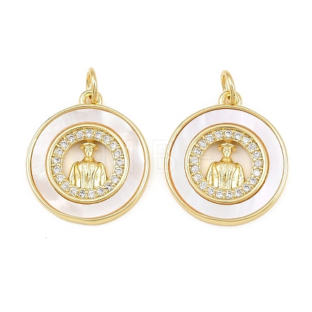 Brass Micro Pave Clear Cubic Zirconia Pendants CU-CBA9482-05G-01-1