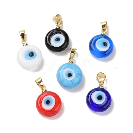 Handmade Lampwork Evil Eye Pendants LAMP-P057-01G-1