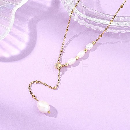 Adjustable 304 Stainless Steel Satellite Chain Lariat Necklaces NJEW-JN06147-1