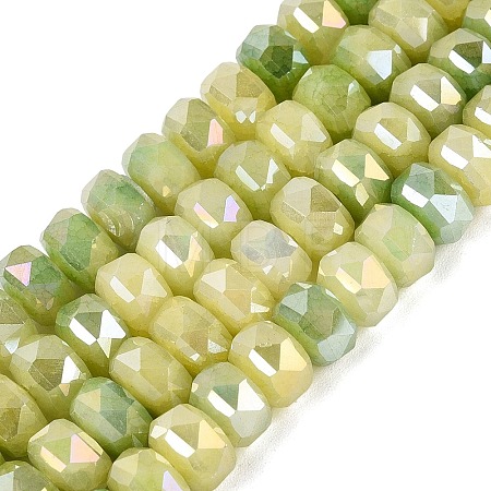 Electroplate Crackle Imitation Jade Glass Beads Strands EGLA-Q135-01A-C06-1