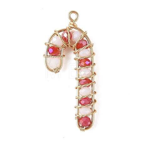 Christmas  Copper Wire Wrapped Glass Beaded Pendants PALLOY-TA00440-1