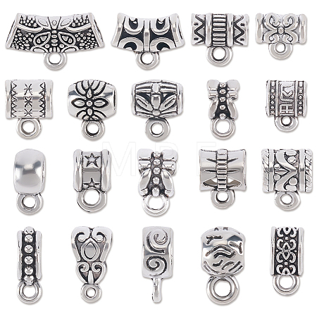 190Pcs 19 Styles Tibetan Style Alloy Tube Bails FIND-ME0004-24-1