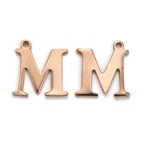 Ion Plating(IP) 304 Stainless Steel Alphabet Charms STAS-H122-M-RG-1