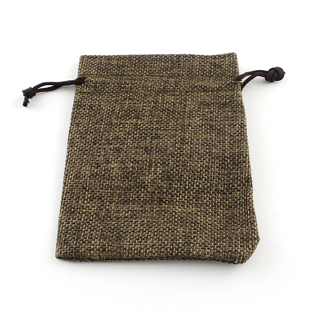 Polyester Imitation Burlap Packing Pouches Drawstring Bags ABAG-R005-9x12-05-1