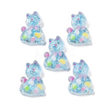 Transparent Resin Bowknot Kitten Decoden Cabochons RESI-M045-07E-1