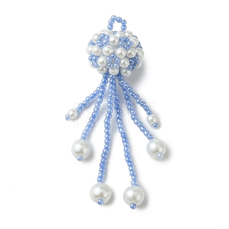 Glass Seed Beads & Glass Pearl Big Pendants PALLOY-MZ01336-03-1