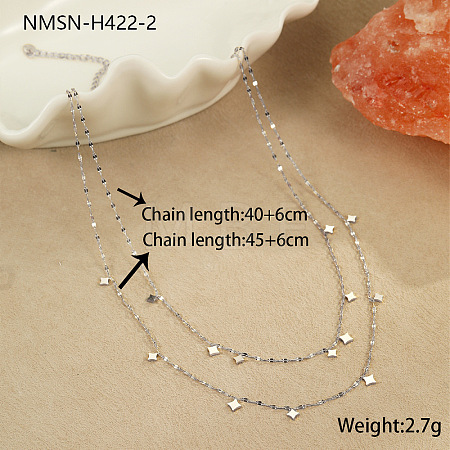 304 Stainless Steel Star Tassel Double Layer Necklaces for Women WG45CA4-02-1