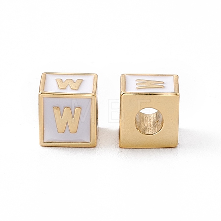 Rack Plating Brass Enamel Beads KK-B060-04G-04W-1